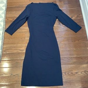 Seraphine Maternity navy MIDI dress with boatneck